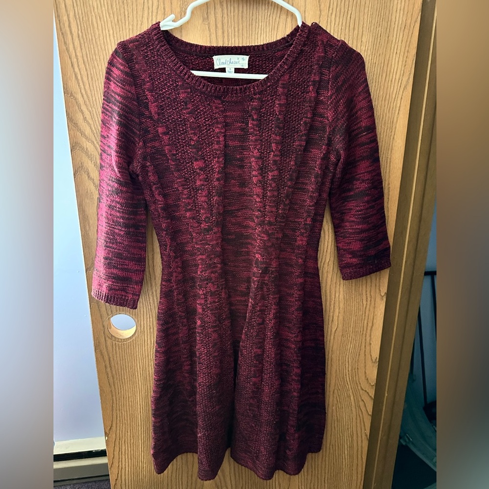 Cloud Chaser Deep Red/Purple Sweater Dress